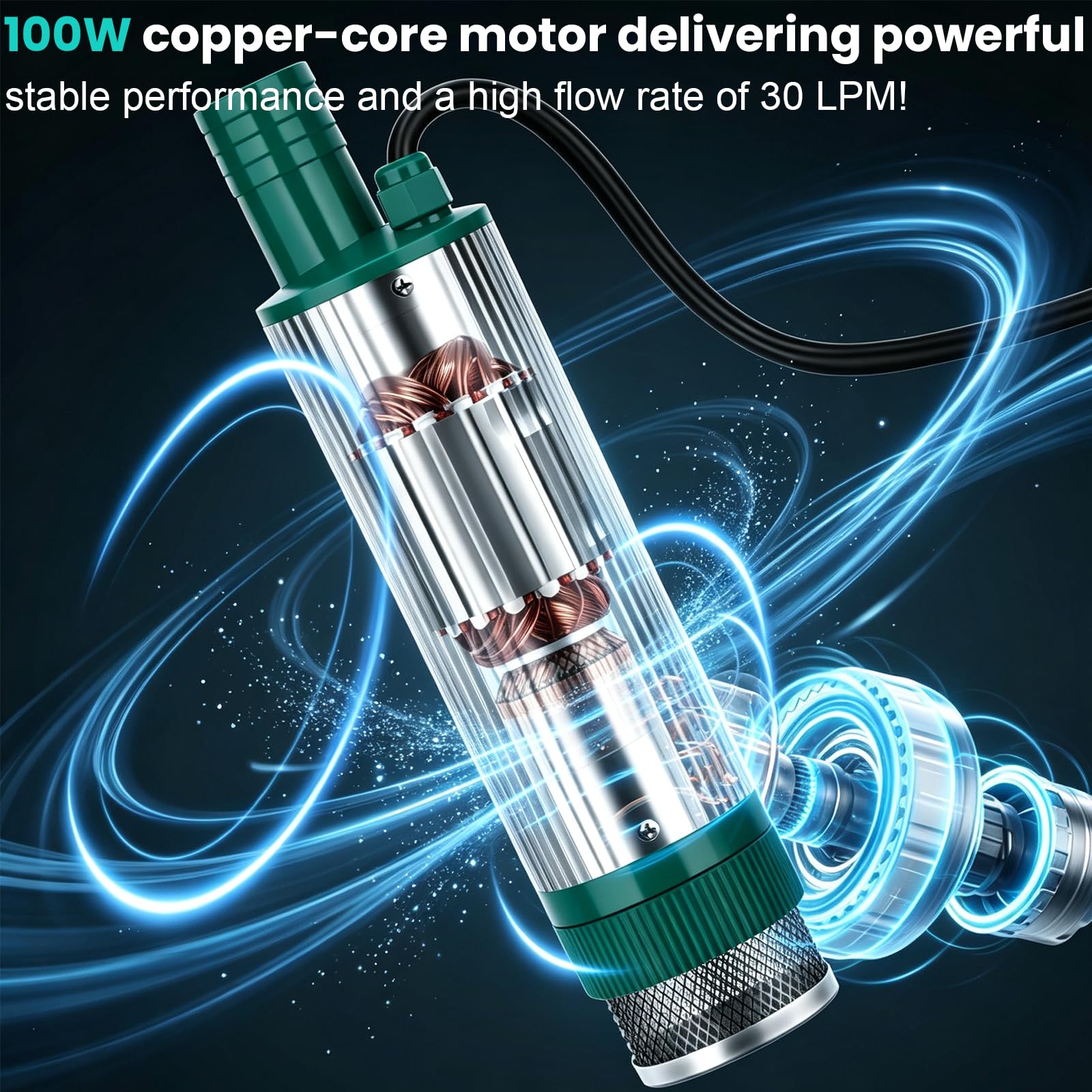 Pompa di travaso Diesel 12V, con Tubo da 5 m, Portata 30 LPM, Pompa per Olio e Acqua, Pompa Carburante con Filtro di precisione Anti-intasamento, per Il trasferimento di Diesel, Cherosene e Acqua