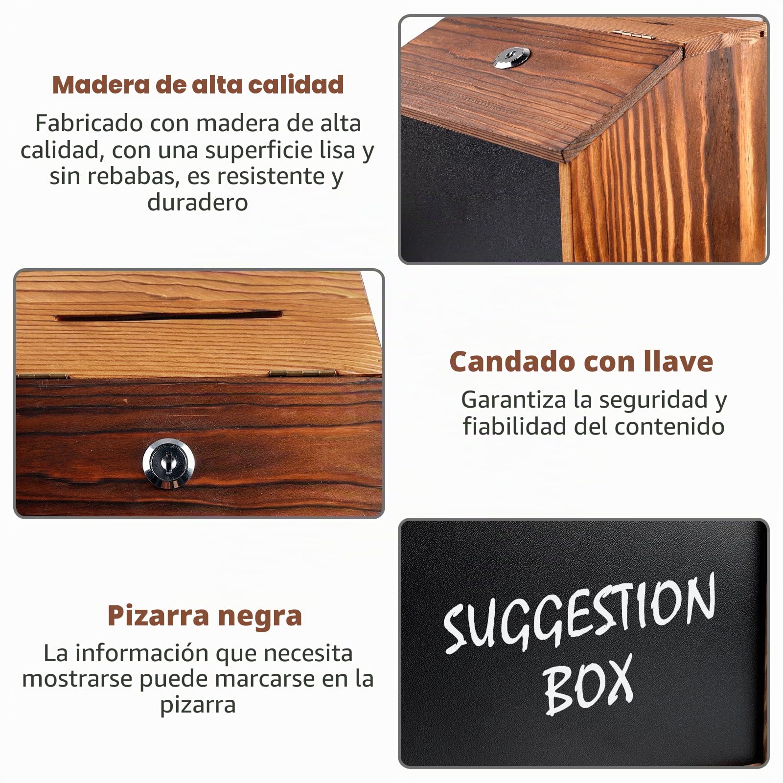 Caja De Sugerencias De Madera, Caja De Sugerencias, Caja De Donaciones Con Cerradura Y Bolígrafo Buzón Para Montaje En Pared Buzón De Madera Caja De Votación Urna De Elección