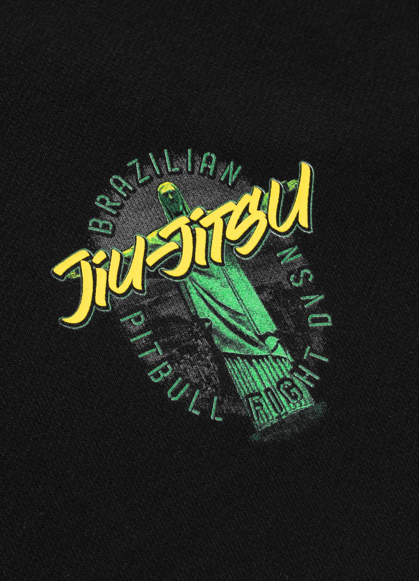 PITBULL Męska bluza z kapturem BJJ Fight DVSN – męska bluza z kapturem z nadrukiem Jiu-Jitsu, sportowy sweter treningowy, streetwear, regularny krój, wygodna bluza z kapturem z kieszenią typu kangurka