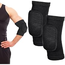 cobee 1 Pair Tandem Volleyball Elbow Pads, Arm Brace Ventilate Sport Elbow Protector Strap, Black Elbow Pads Arm Pads With Padded Soft Support Cushion for Men And Women