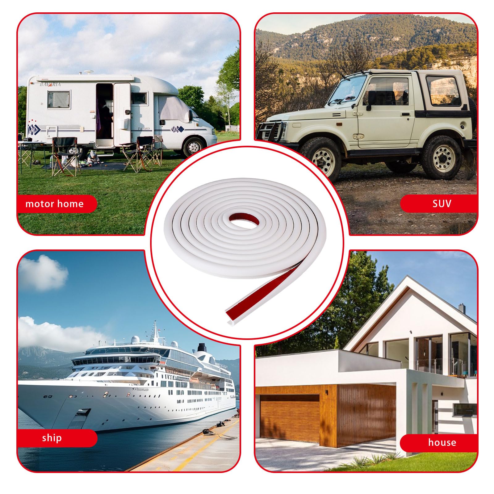 DBREAKS Grondaie per Camper, 5M Grondaie in gomma, Striscia in Gomma in PVC, Deviatore per Tetto Pioggia, per Veicoli, Camion, Barche, Auto, Furgoni, Porte