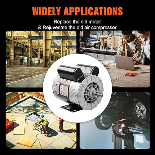 Miniatura 6 de VEVOR Compresor de aire motor eléctrico 5 HP SPL 3450 RPM 208-230 voltios 31 KW monofásico eje de llave de 56 marcos de 58 pulgadas 60 Hz rotación