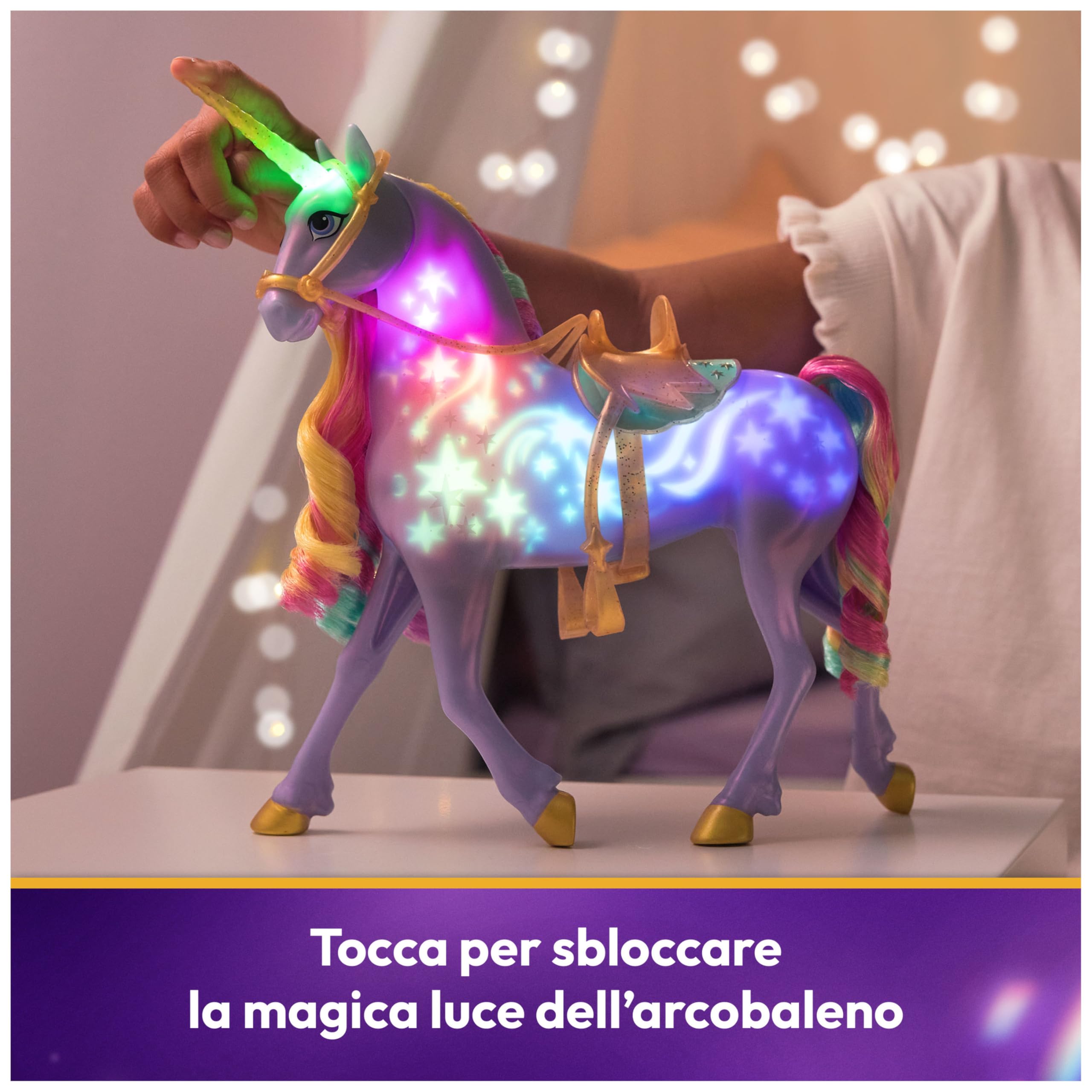 Unicorn Academy, Unicorno Wildstar Interattivo, Magica Luce dell’Arcobaleno, con Luci, Suoni e Musica, per Bambine, 4+ Anni