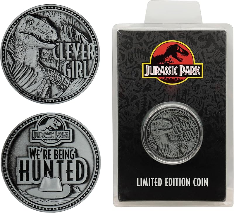 Moneda coleccionable en relieve de edición limitada del 25 aniversario de Jurassic Park T-Rex