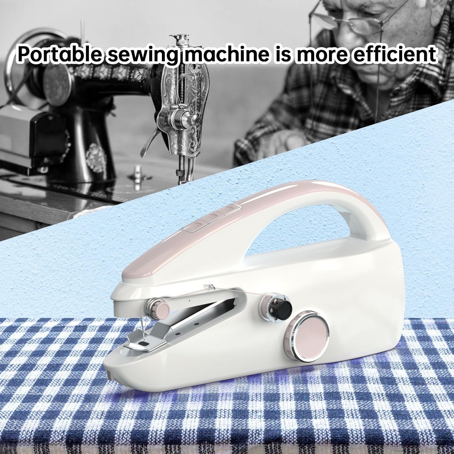 Handheld Sewing Machine, Portable, Mini Sewing Machine, Easy to Use, Fast Sewing Speed, Suitable for Sewing Clothes, Fabric, DIY Home Machine for Beginners.(Pink)