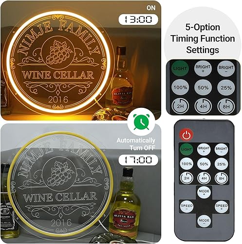 Miniatura 5 de Letreros de neón de vino LED personalizados, decoración de bar casero de vino, negocios regulable con control remoto de sincronización