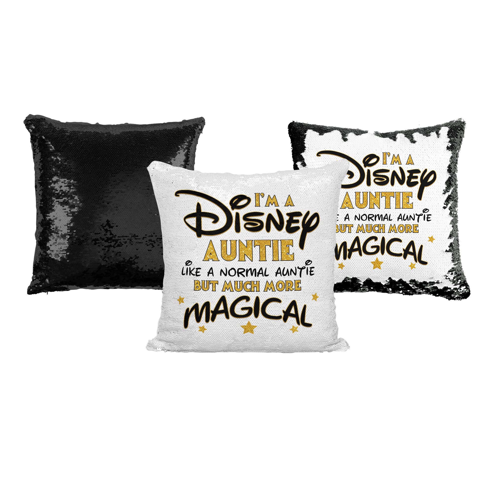 Media Replication Black Print Maniacs Disney Mummy Sequin Pillow Christmas Birthday Magic Reveal Swipe (Auntie) (, Cover Case Only/No Insert)