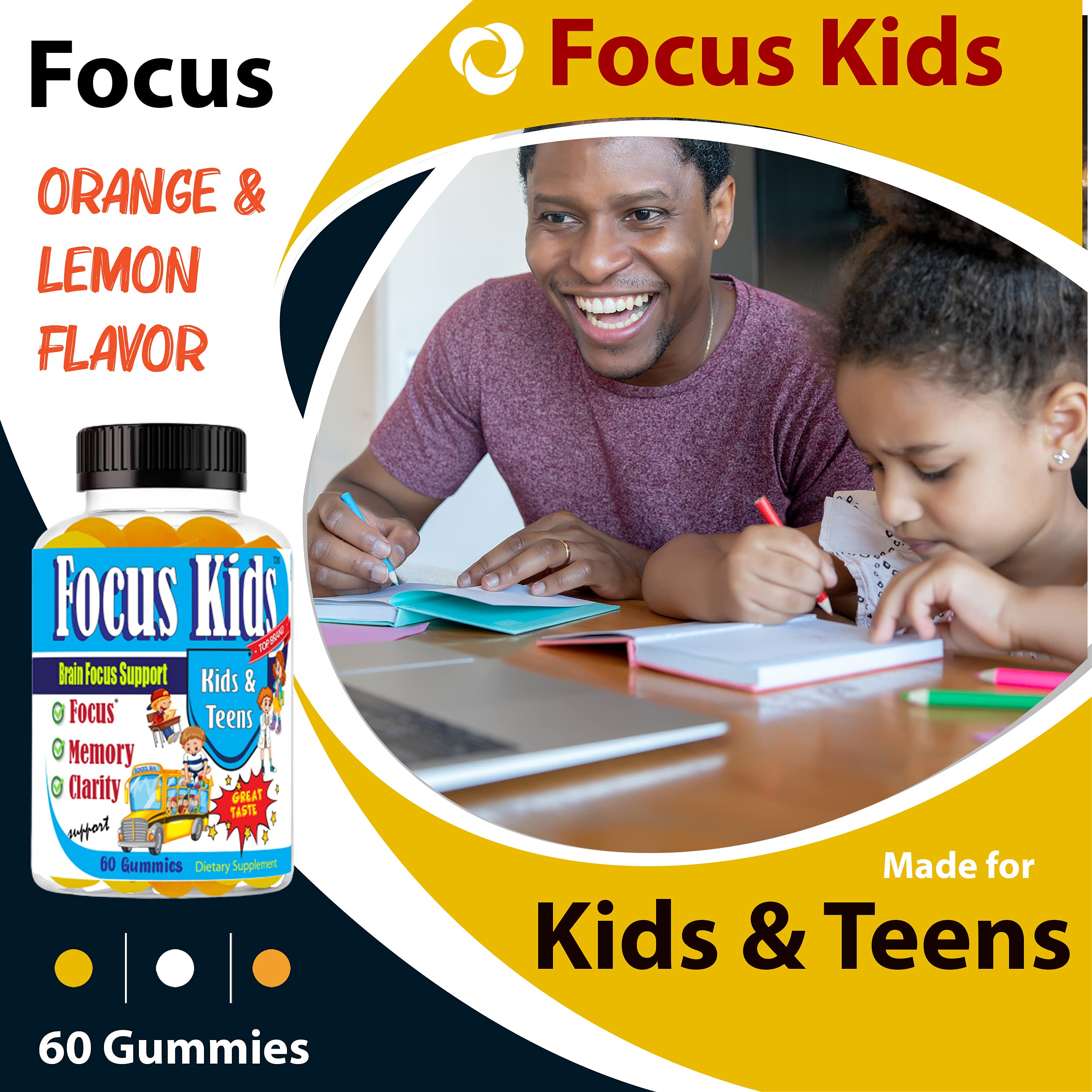 Focus Kids Focus Memory & Concentration Brain Gummies for Focus for