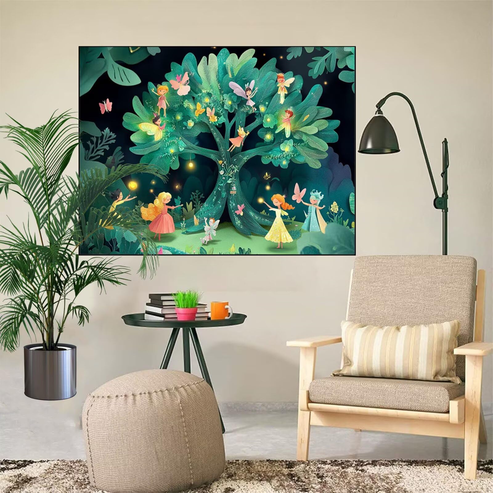 Maluj według numerów dorosły wypoczynek kreatywny rysunek rysunek drzewo kolorowanie według zestawu numerów, DIY kreatywne rzemiosło do dekoracji domu prezent 80 x 120 cm nieoprawione XZ-488