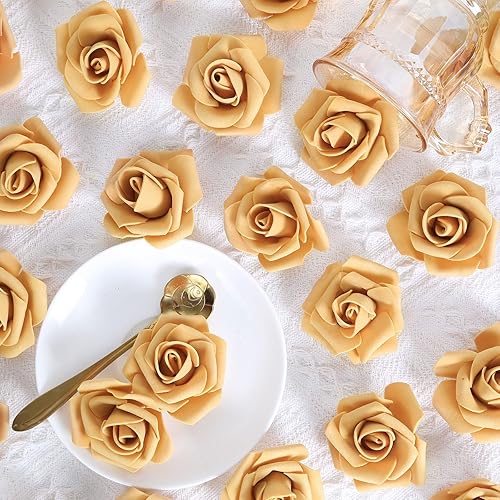 Miniatura 2 de INSUNSIX Rosas de espuma, 200 cabezas de rosas de 1.97 pulgadas, rosas artificiales para manualidades, centros de mesa de boda, arreglos de