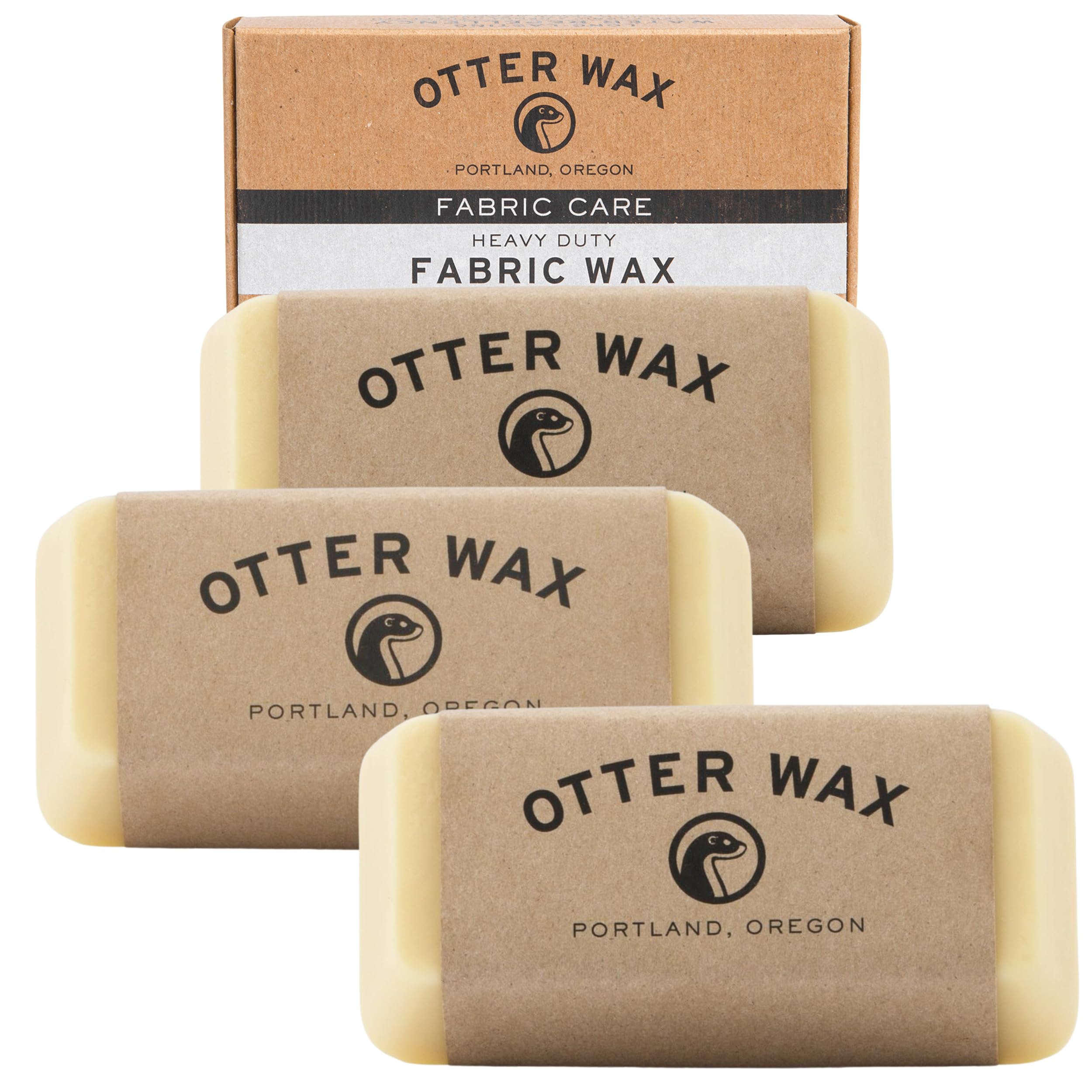 Otter Wax Heavy-Duty Fabric Wax Bar | 3-Pack | 5 oz | Water Repellent Surface Sealing Canvas Wax for Waxed Canvas Jackets, Bags & Shoes | All-Natural & PFAS-Free Beeswax Protectant Made in USA