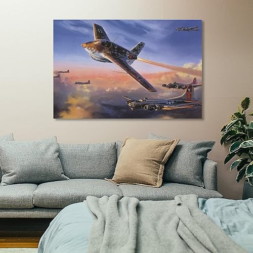 Miniatura 7 de Vintage WWII Wall Art Poster Late German Air Wing Poster Air Force Aircraft Wall Art Canvas Posters Prints Picture for Living Room Bedroom Office