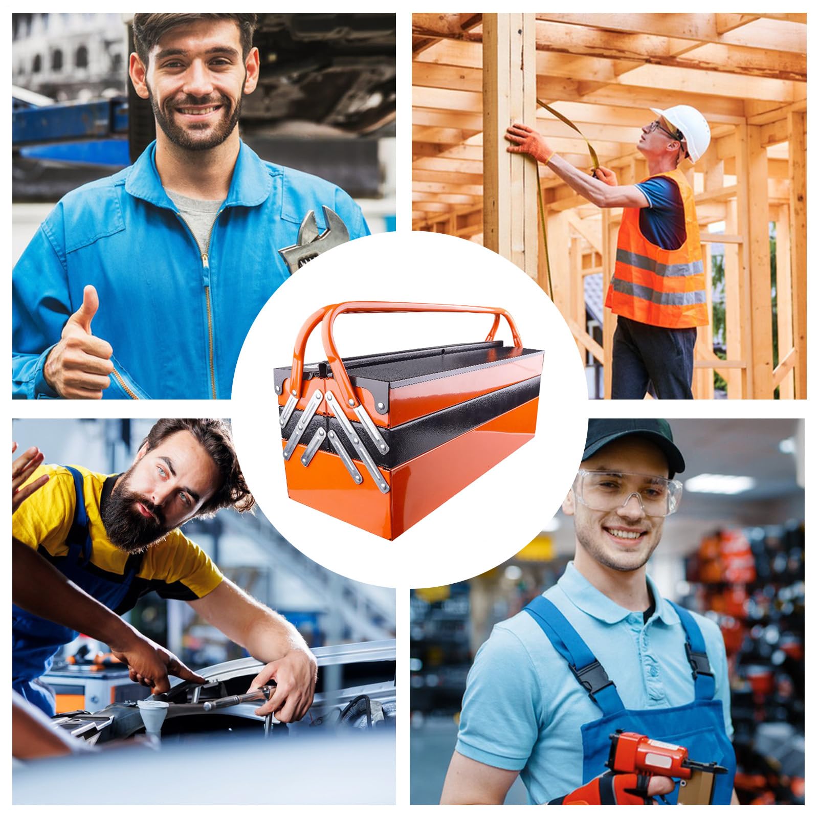 Organizzatore per Attrezzi Cassetta Attrezzi Pieghevole a 3 con | Compatto, Antiruggine e Resistente per Garage, Auto, Casa e Barca