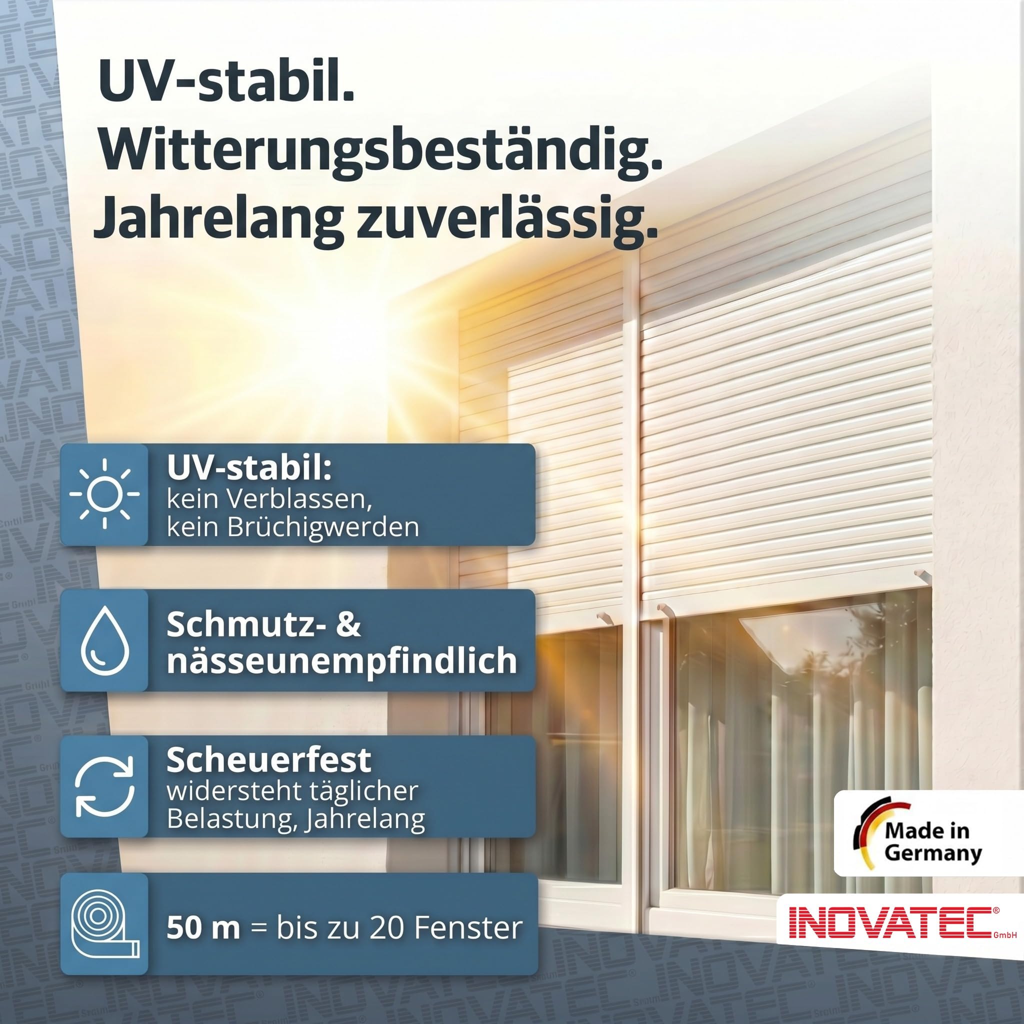 INOVATEC Rollladengurt Maxi 23mm – 50m Rolle – Reißfest & UV-beständig mit Perlon-Kantenschutz – für Fenster & Türen – passend für alle Maxi-Gurtwickler – Grau