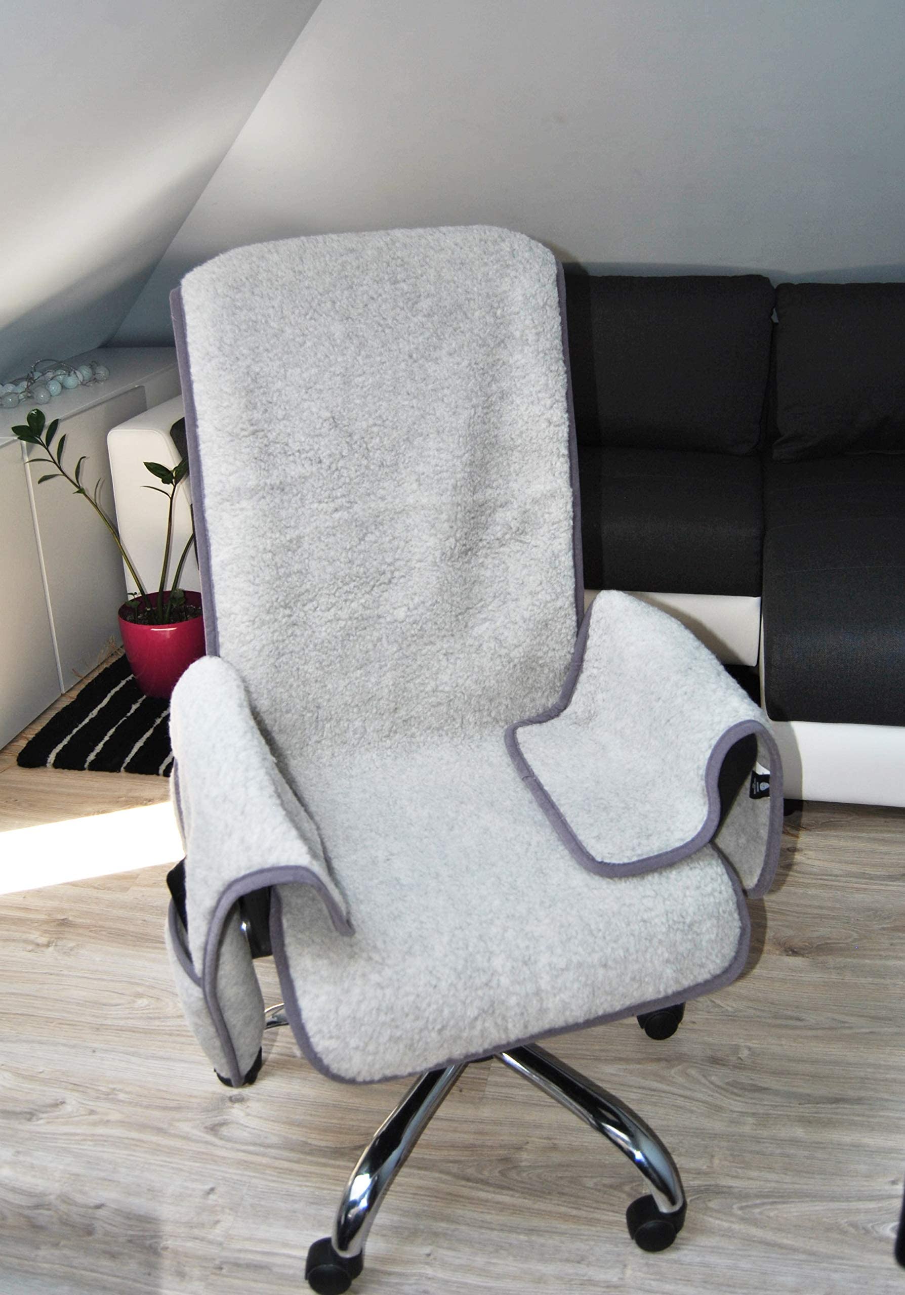Merino Wool Warm Bedding Wool Seat Cover Chair Cushion Mat Pad OFFICE garden patio ARMCHAIR (Grey)