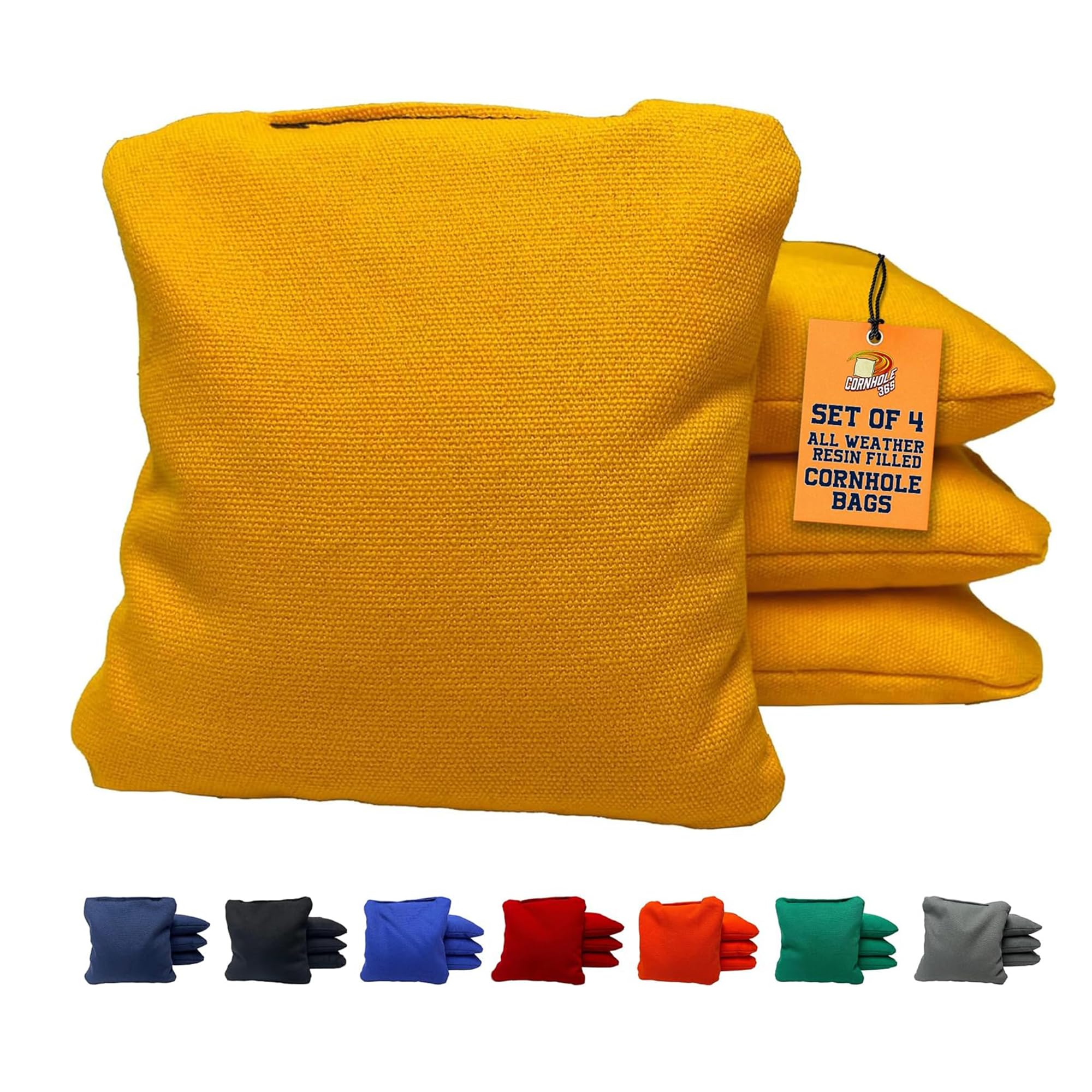 Cornhole365 All Weather Cornhole Bags - 6"x6" Premium Plastic Pellet Resin-Filled, Weather-Resistant, Solid Color Duck Cloth Cornhole Bean Bags -