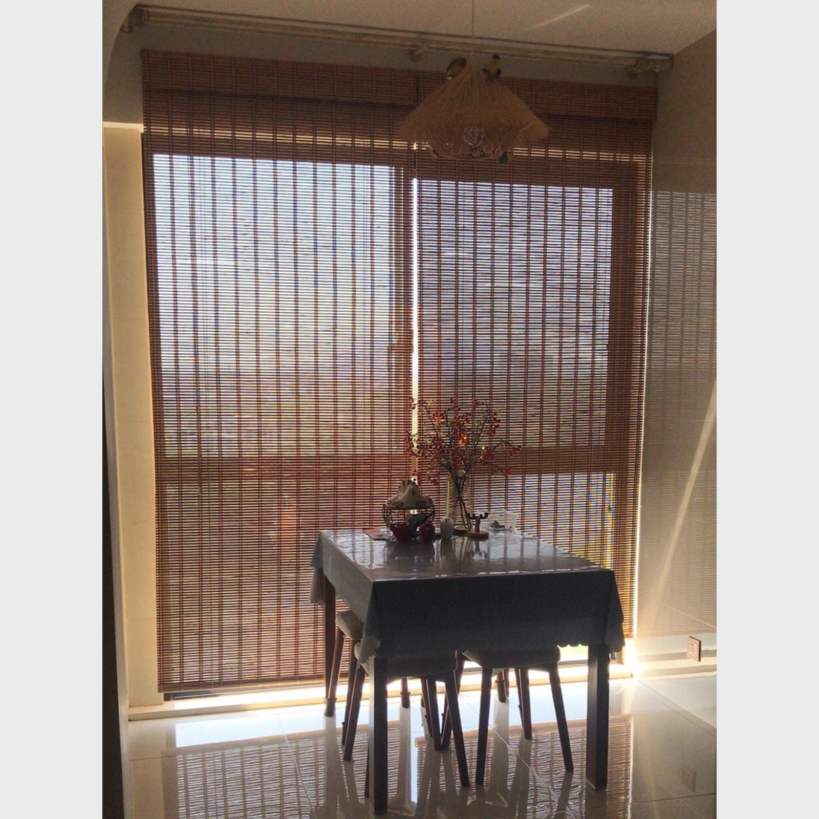 Bamboe Rolgordijn Buiten, Bamboe Gordijn Met Lifter, 60% Lichtfilterjaloezieën, Binnen Bamboe Vouwgordijnen, Ademende Zonneschermen Rolgordijnen Voor Ramen, Aanpasbaar,W×H-55x200cm/21.7 * 79in