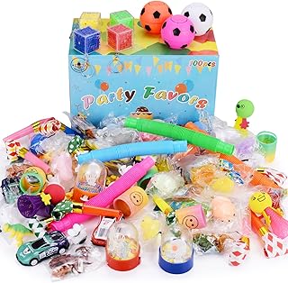 Kids Party Favors 100 Pcs, Goodie Bag Stuffers Fillers, Teacher Treasure Box, Classroom Reward Prizes, Pinata Stuffers Fillers, Birthday Party Favors for Kids Boys Girls 3 – 5, 4 – 8 Years Old