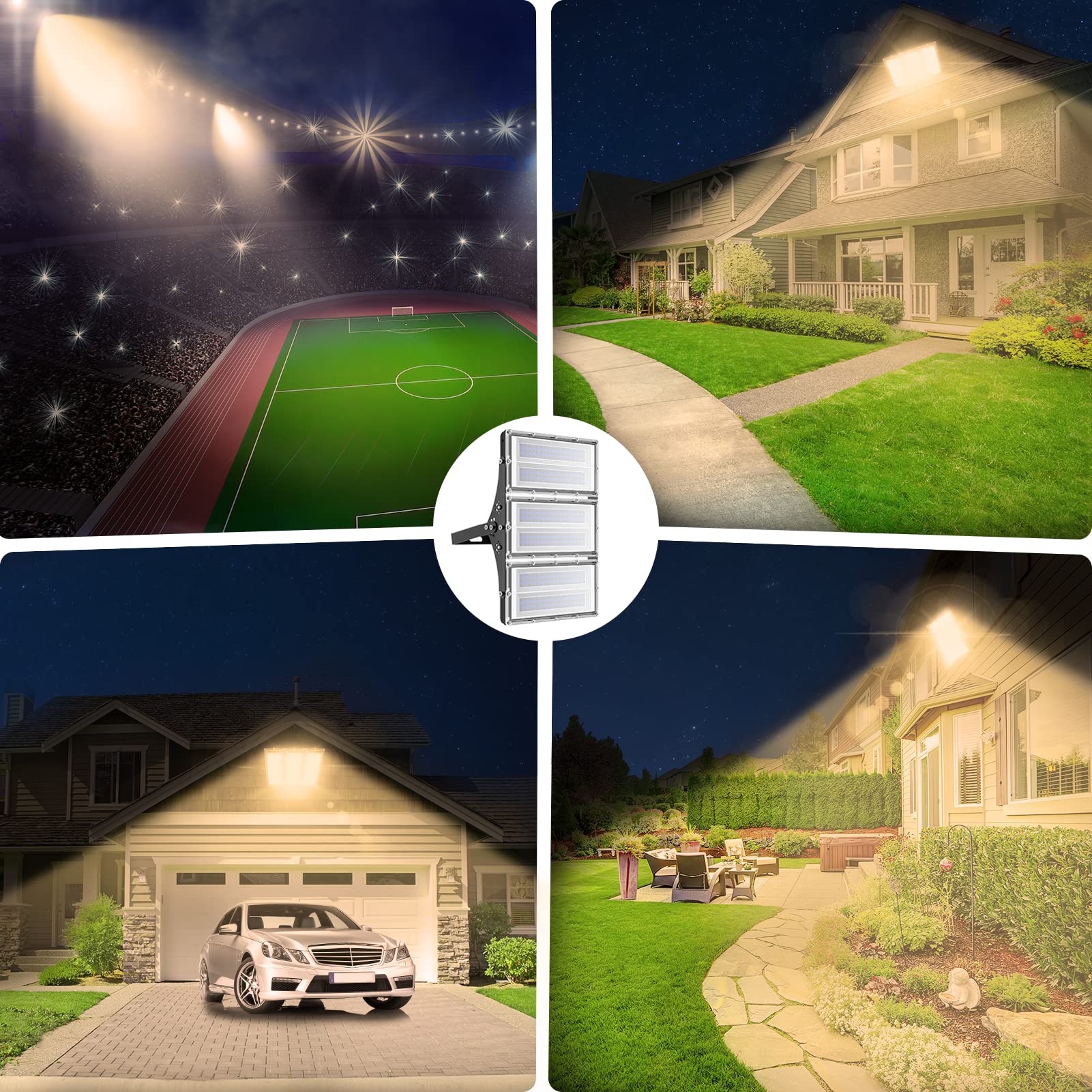 MKKM LED Strahler Flutlichter außen 300W Superhell 30000lm Flutlichtstrahler 6500K IP67 Wasserfest Außenstrahler für Sportplatz (Warmweiß, 300W)