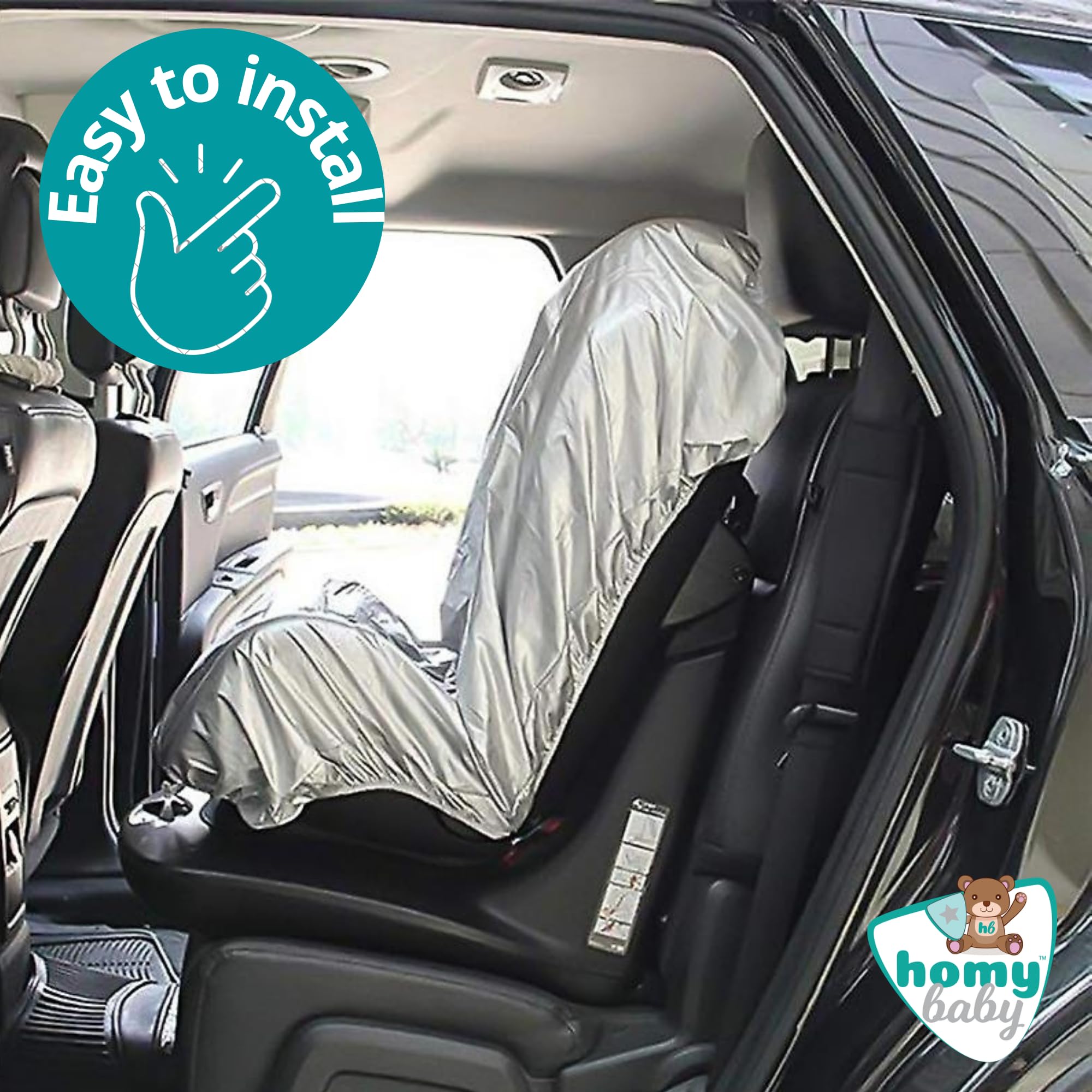HOMYBABY® [2 unidades] Funda Antitérmica Silla Coche Bebe UNIVERSAL - Protección Solar Anti-UV - Reduce Calor hasta 25°C - Ajustable Grupos 0 1 2 3 - Protector Silla Infantil (Silver, X2)
