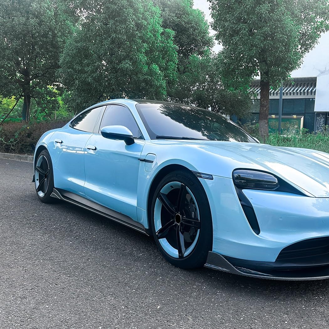 tylna lotka Do Pors & che Taycan Turbo S 4S 2019-2024 Listwy progowe samochodu Auto Body Kit-przedłużenie(Gloss Black)
