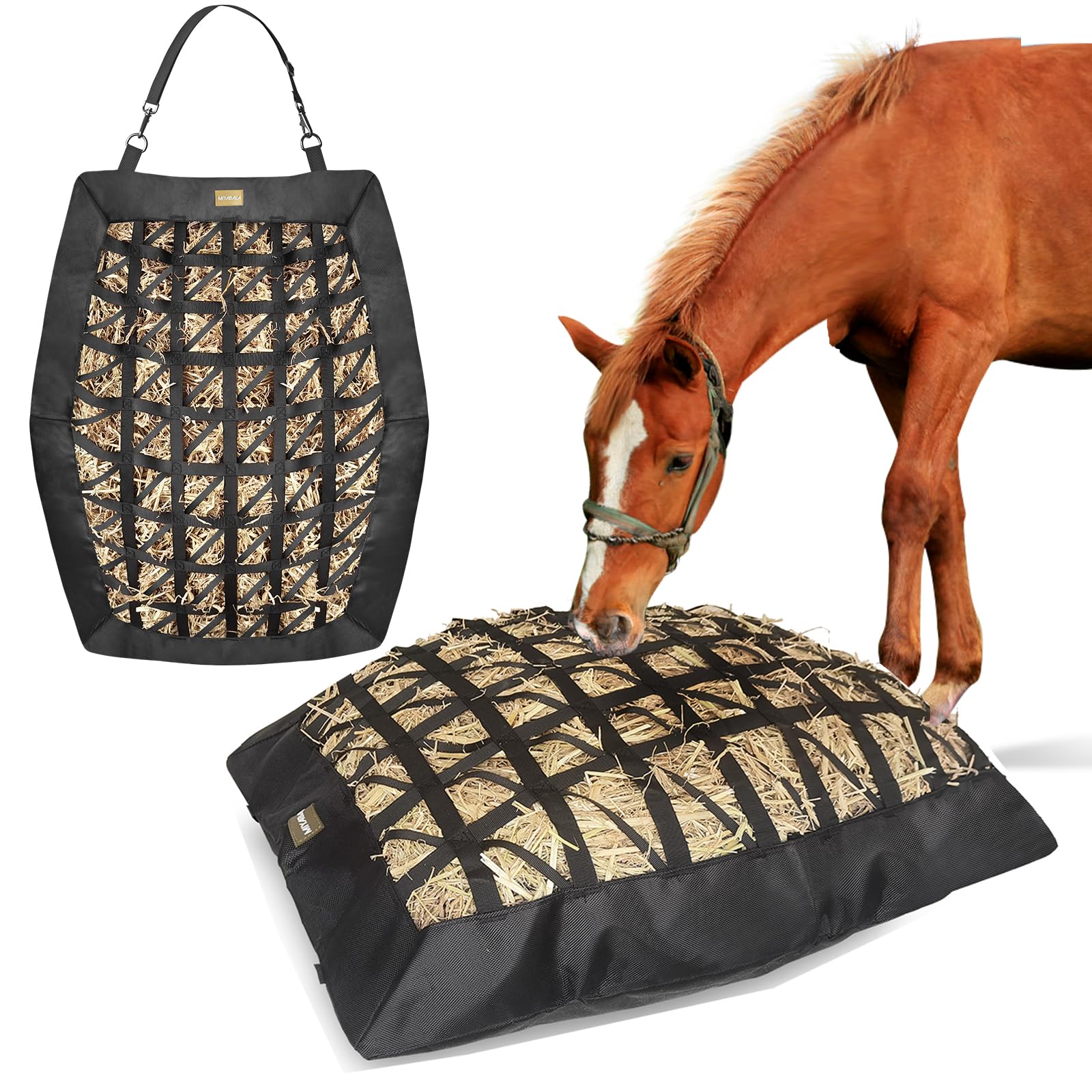 Photo 1 of MIYABALA Hay Bag for Horses,Ultra-Slow Feed Hay Bag for Ground Feeding (1)