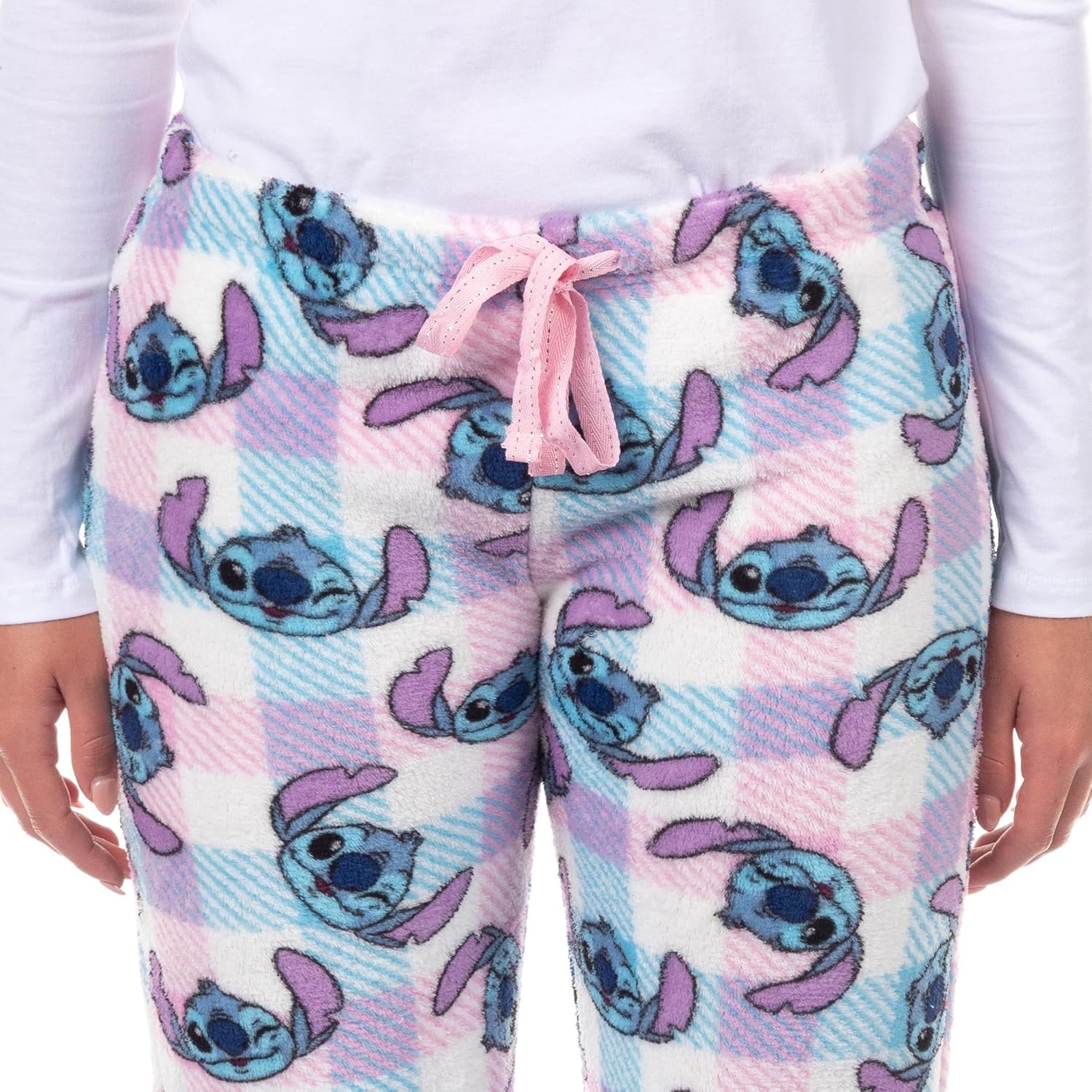 Disney Stitch Pajama Pants Women's Wink Face Checkered Fleece Lounge Bottoms Sleepwear - Image 3
