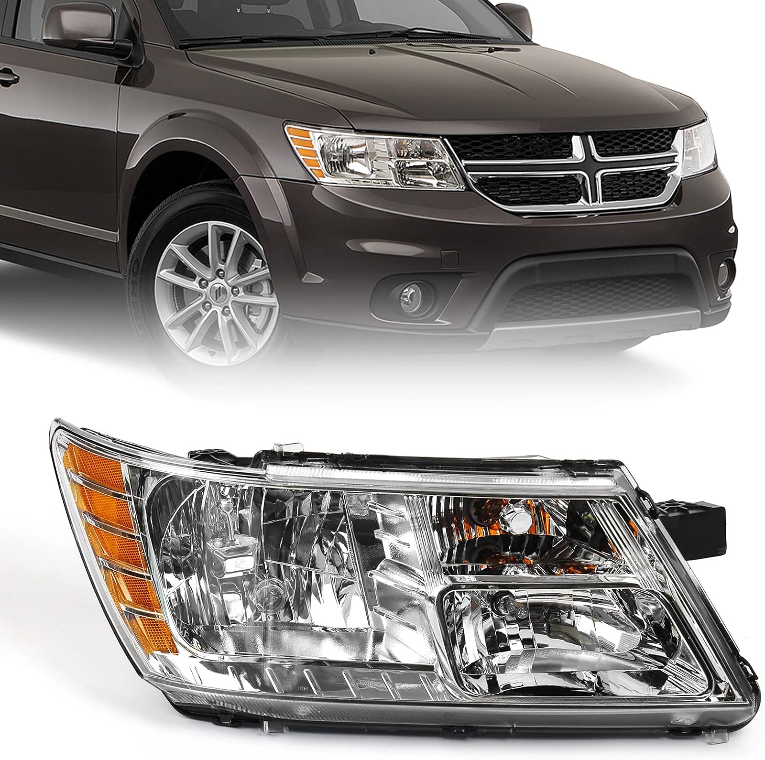 FIONE for Dodge Journey Headlight Assembly 20092018 Halogen Projector Headlamp