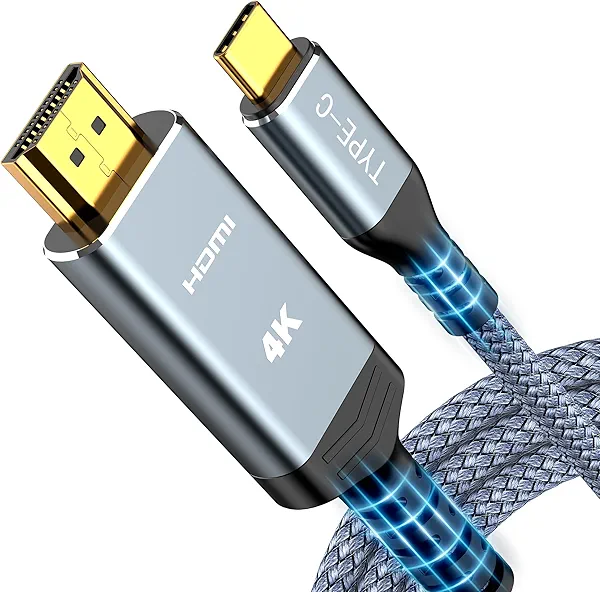 Highwings USB C to HDMI Cable 6.06FT/1.82M(4K@60Hz), High Speed Type C to HDMI 2.0 Braided Cord, Thunderbolt 3/4/5 Compatible with iPhone 16/15 Series, MacBook Pro/Air, iPad, Surface, Galaxy, XPS