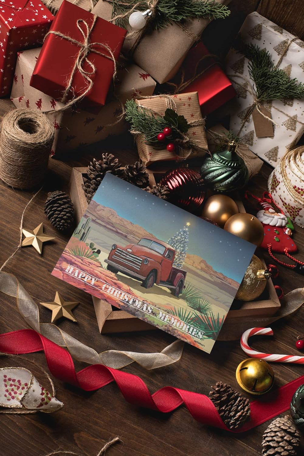 Stonehouse Collection | Classic Red Truck Christmas Card | 24 Personalized Holiday Cards & Envelopes | USA Made | Western Christmas Cards (Personalized)