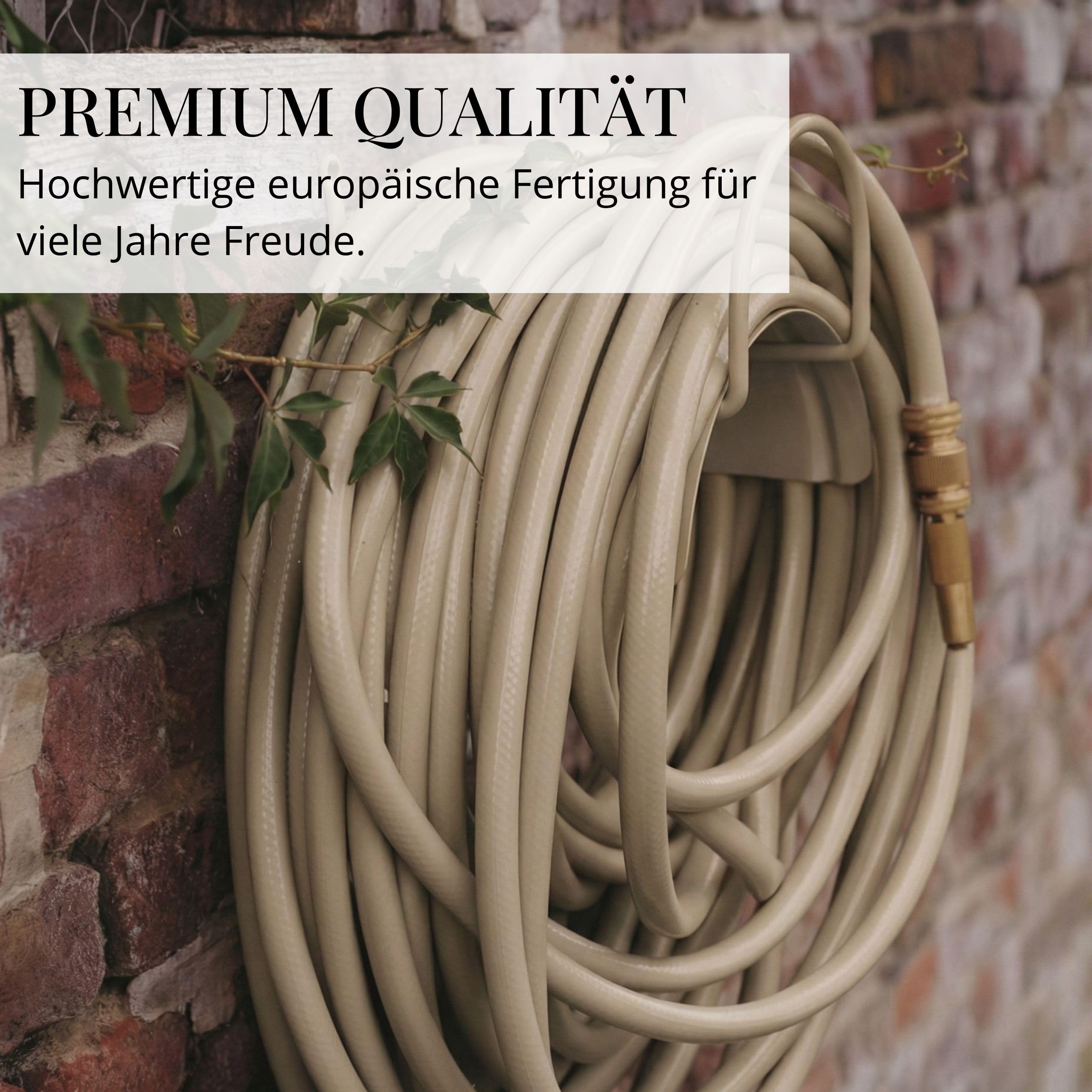 LIVLIG Gartenschlauch 50m, Flexibler Premium Wasserschlauch aus 60 Prozent Recyclingmaterial, UV beständig, knickfest, Design Gartenschlauch 1/2 Zoll, Beige