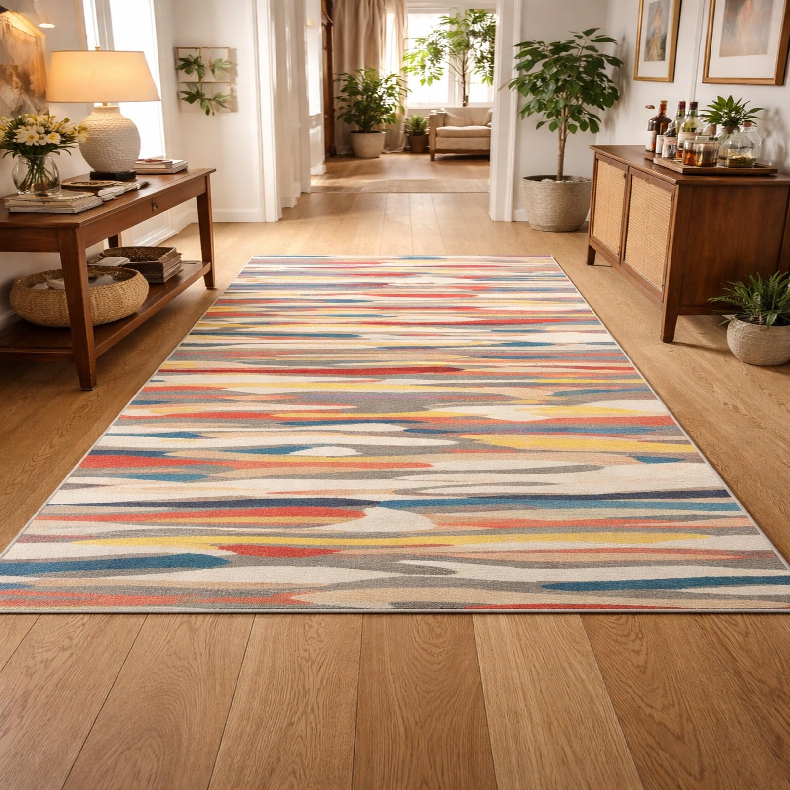 Tapis de salon poil ras beige moderne 180x270cm pour grand bureau