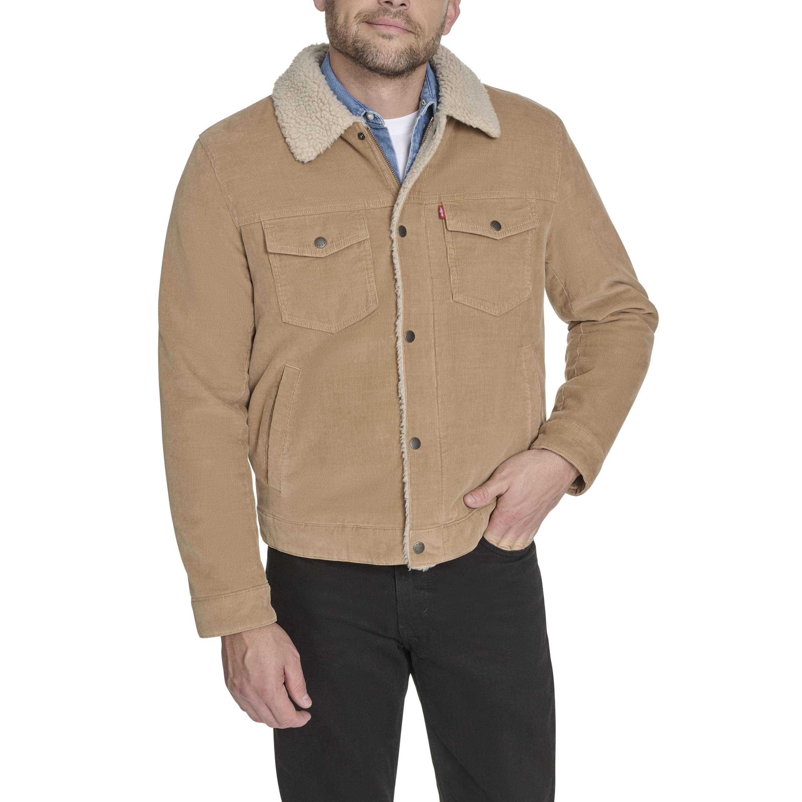 Levi's Men's Cotton Trucker, Tan Corduroy, XXL