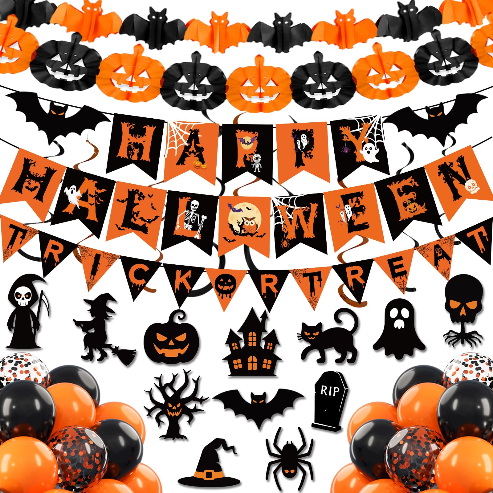 36pcs Halloween Decorations Indoor Set-Halloween Banner,Garland,Bunting