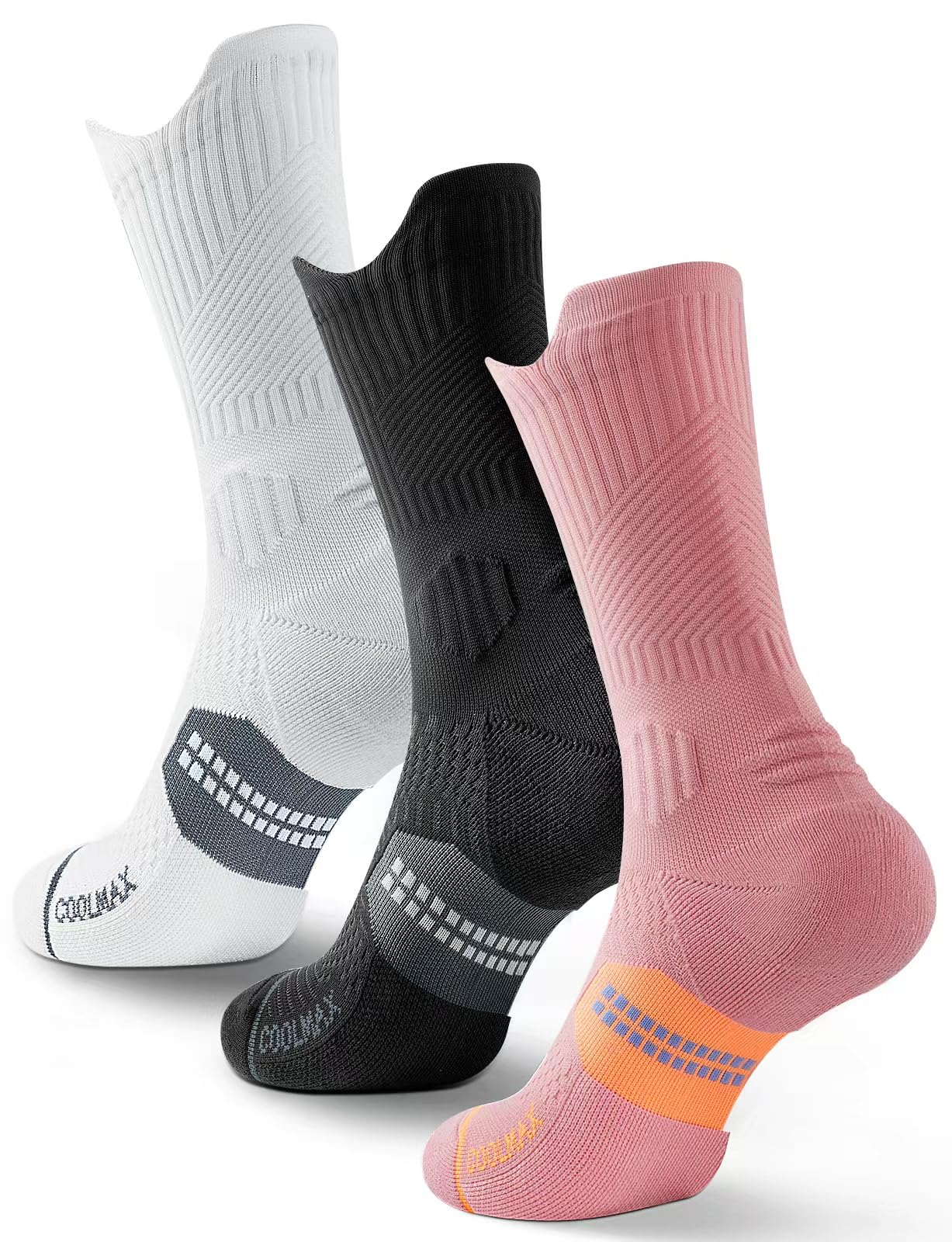 Calzini da Running Compression in Bamboo con Coolmax - Anti-VescicheperTrekking & Palestra VescicheCon Cuscino a Zone Ventilazione Rete Supporto