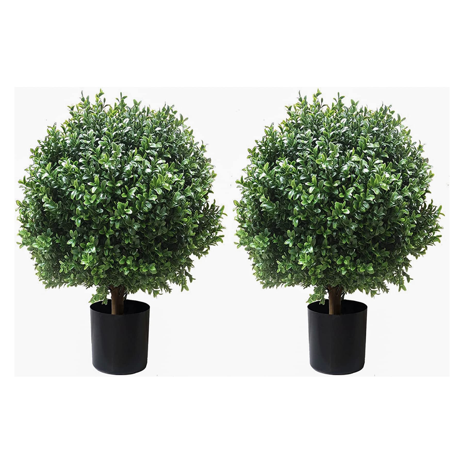 Buy Two 24''T Outdoor Artificial Boxwood Ball Topiary Bushes Potted