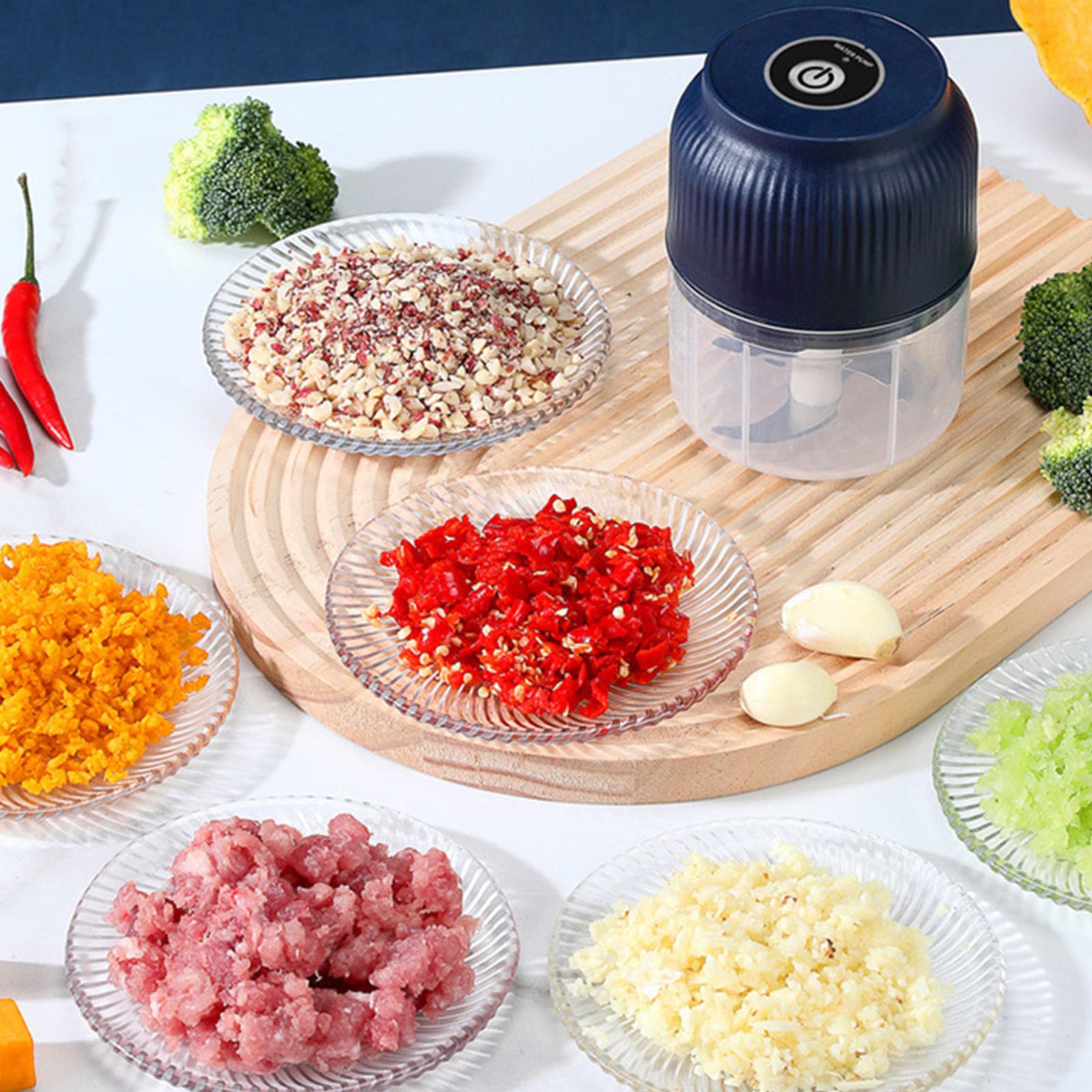 Picadoras de ajo eléctricas, trituradores de Verduras, Prensa de 300ml, máquina picadora, trituradora de ajo, Herramienta para Picar Alimentos