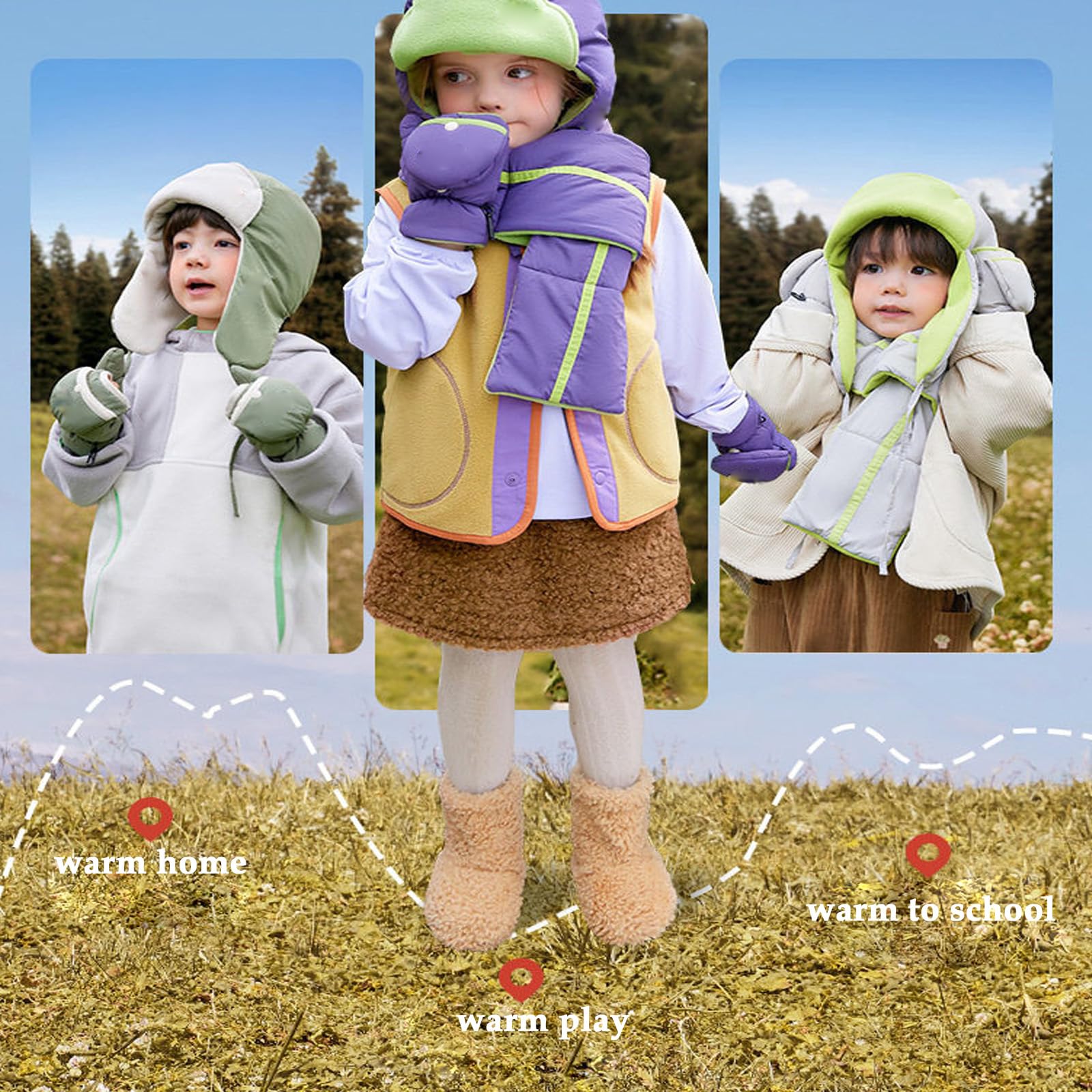 muffole da Neve per Bambini, Guanti da Sci Impermeabili, Design Ribaltabile, Ideale per attività familiari all'aperto/Sport Invernali,1.Purple,L (6~12 Years)