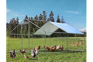 PETSFIT Chicken Coop Run with Anti-Rust Durable Steel: Large, Walk-in Poultry Cage...