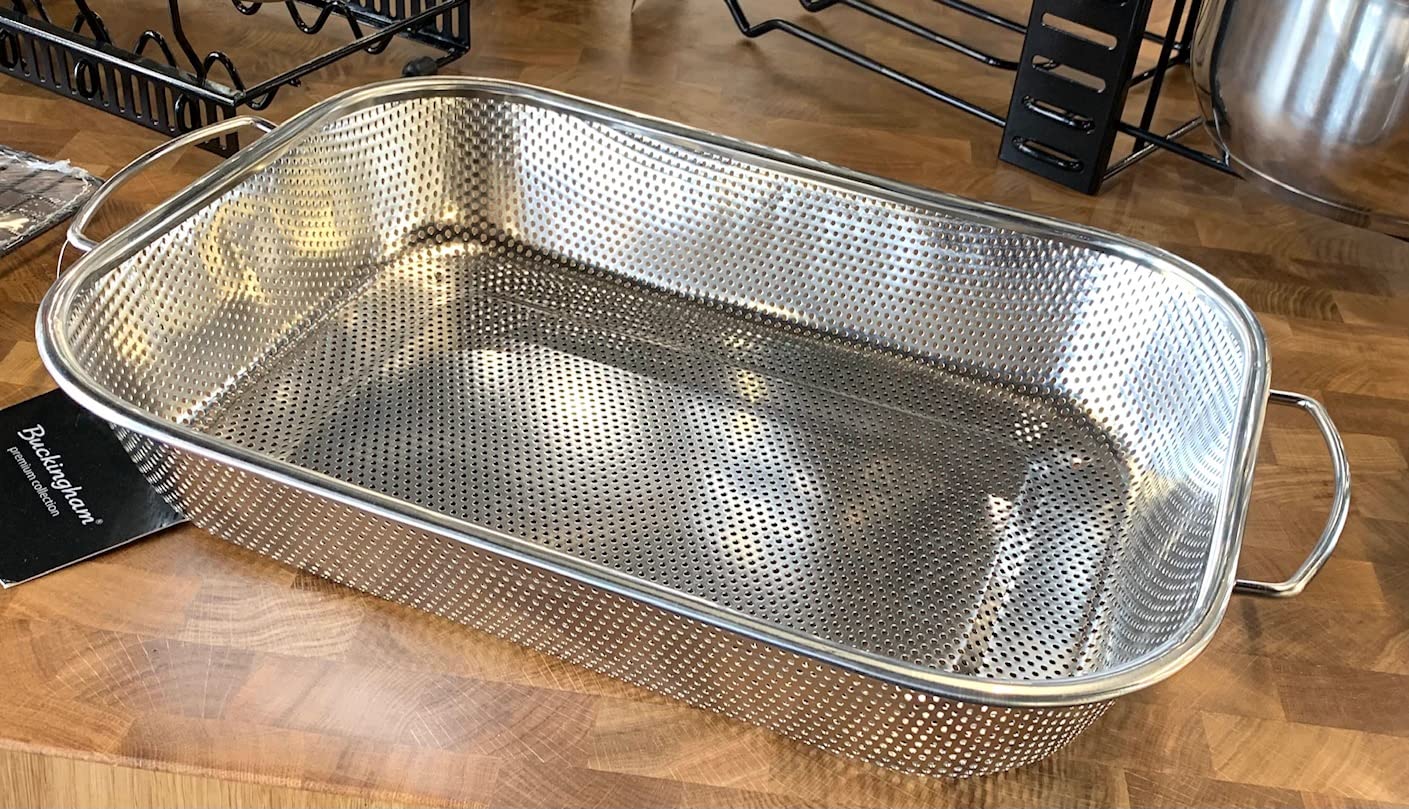 Buckingham Stainless Steel Micro Perforated Colander Strainer Basket Over The Sink Vegetable Fruit Strainer Pasta Sieve