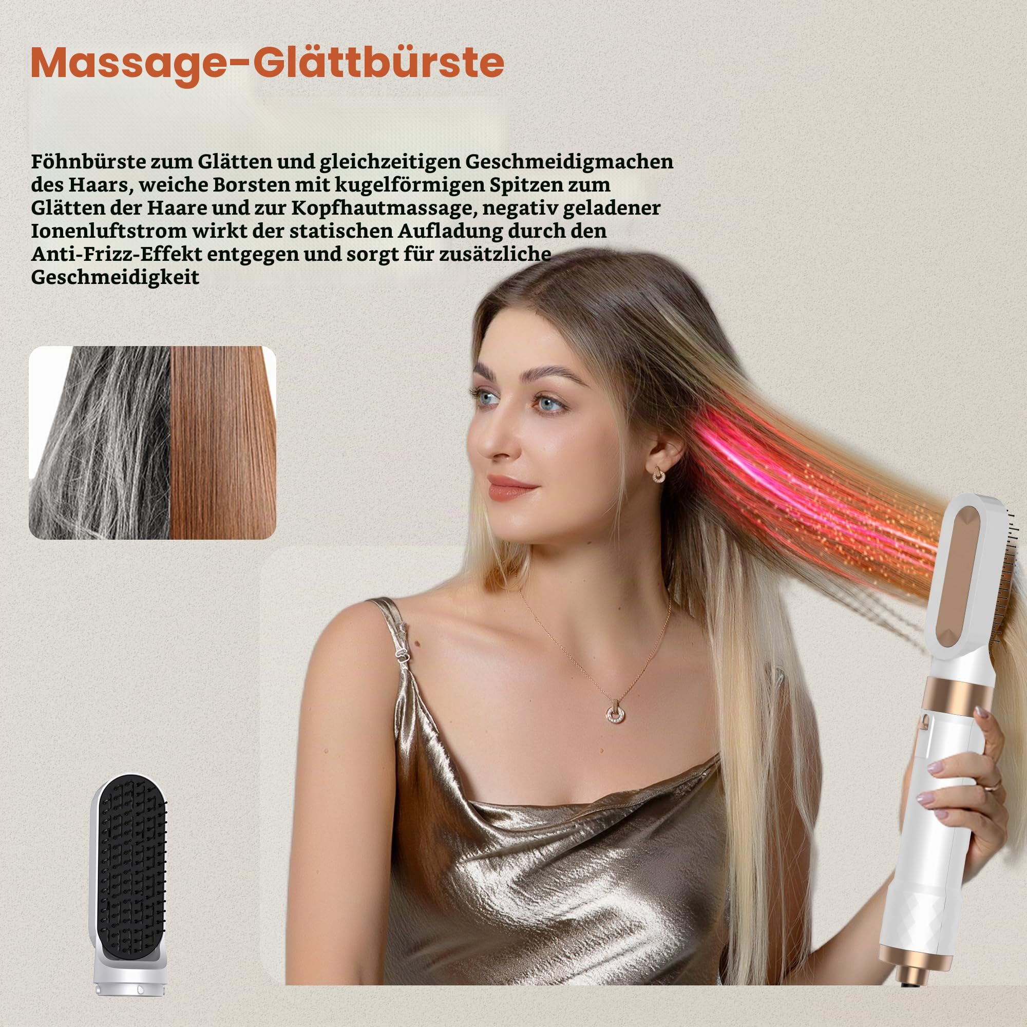 Hair Styler Set 5 in 1 Hairstyler 5 in 1 mit Rundbürstenföhn, Warmluftbürste, Föhnbürste, Haartrockner, Air Curler, Glättbürste, Hairstyler Airstyler Haarstyling Geräte für Alle Haartypen