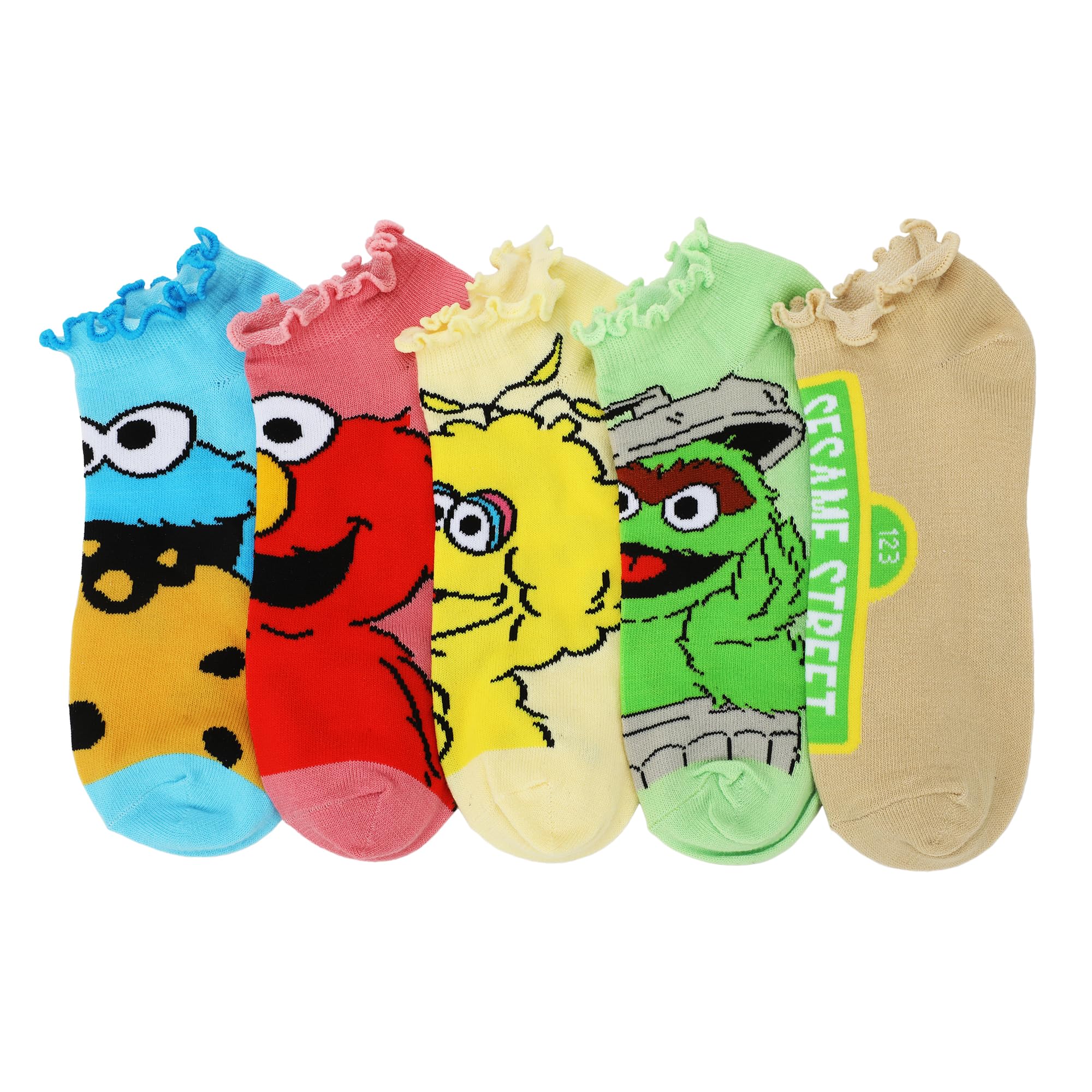 Bioworld Sesame Street Character & Logo Chaussettes 5 paires de chaussettes pour femme - OSFA, Personnages de Sesame Street, taille unique