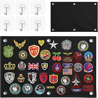 kaiyaya 1 Stücke Klettfläche für Patches 60x45 cm, Patchwand Kletttafel mit 6 Haken, Patch Wand Klett für Abzeichen, Stempeln und Orden