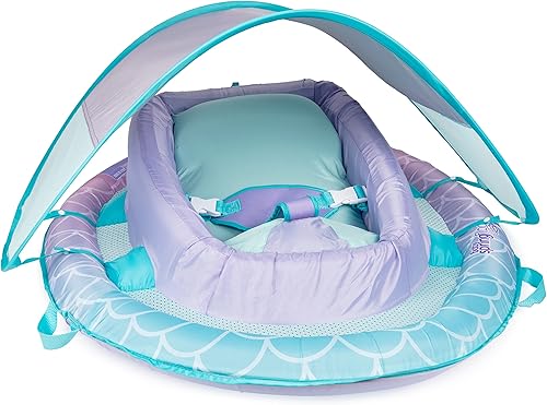 Miniatura 4 de SwimWays Flotador de primavera para bebé infantil con toldo ajustable para el sol, sirena púrpura claro 6067866