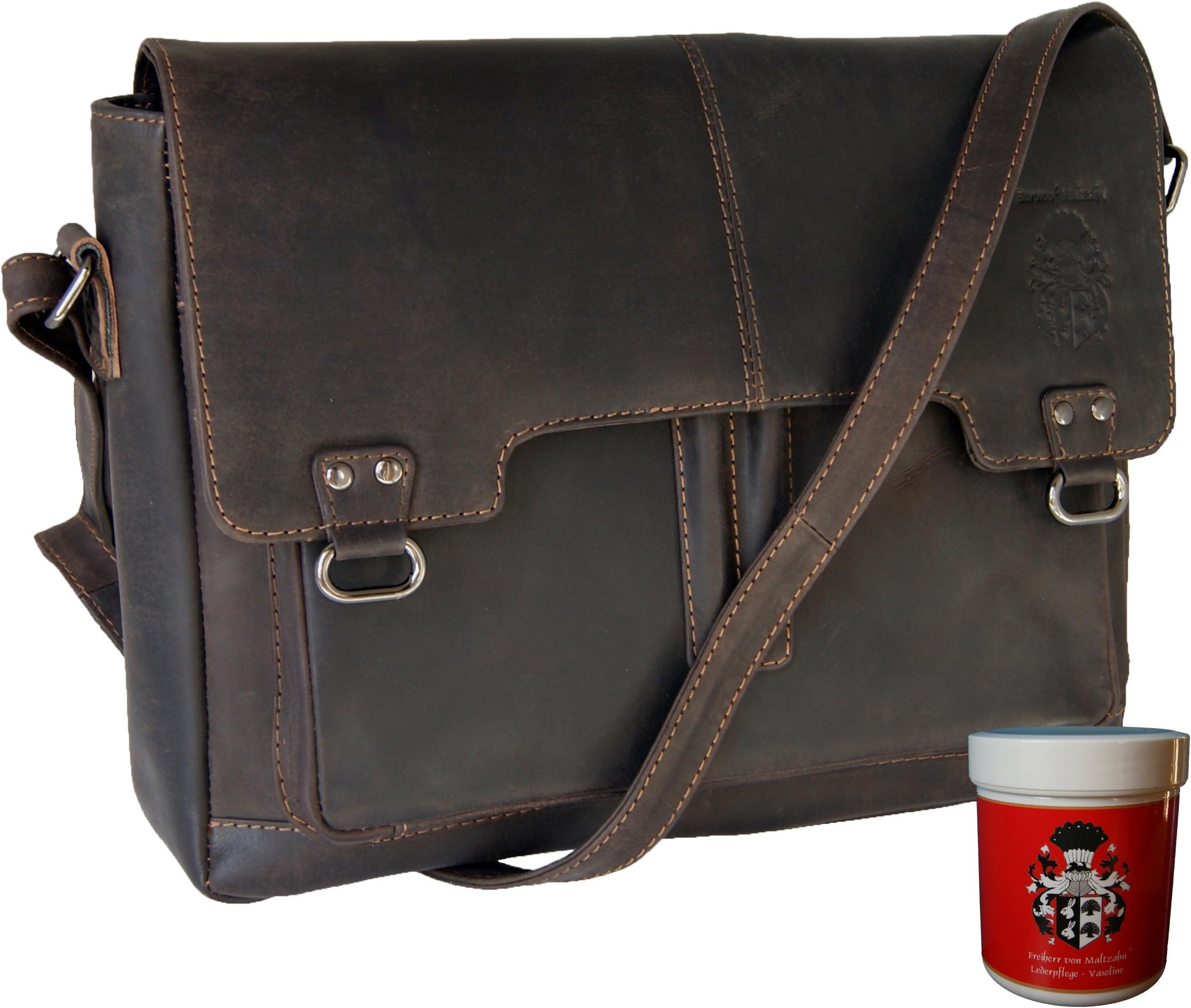 BARON of MALTZAHN Shoulder bag - Laptop bag BALBOA brown leather - leather care included