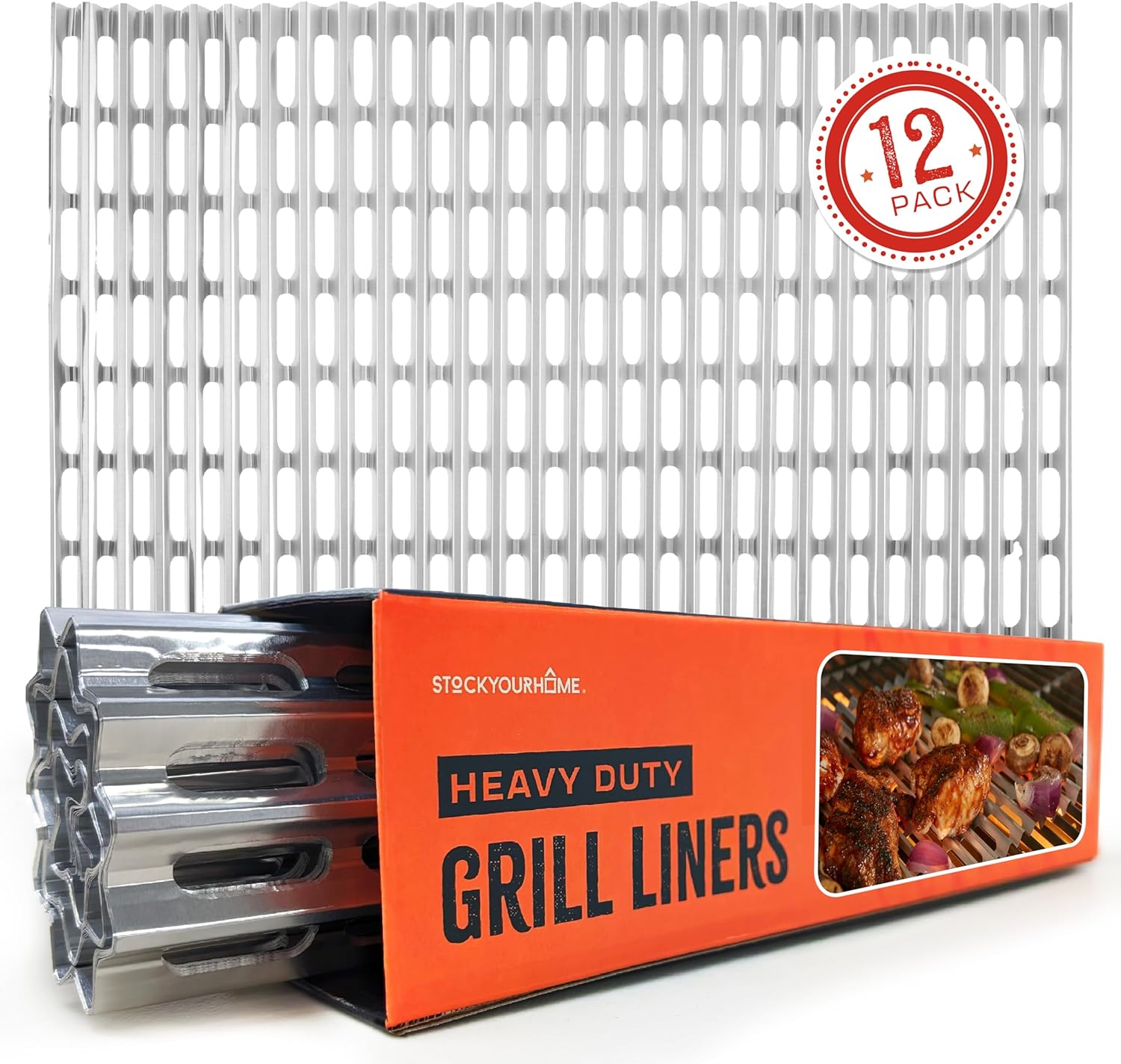 Stock Your Home (12 Pack Aluminum Grill Grate Liners, 12