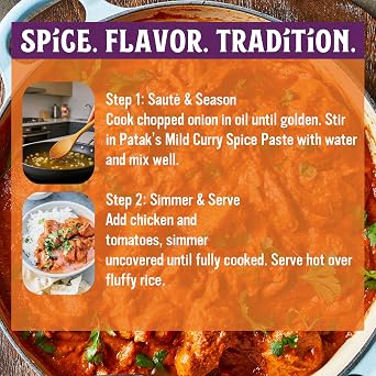 Pataks Mild Curry Spice Paste - Mild Indian Cooking Paste with Freshly Ground Spices - Ideal for Chicken, Vegetables, and One-Pot Meals - Warm Aromatic Curry Base - 10oz Jar (Pack of 1)