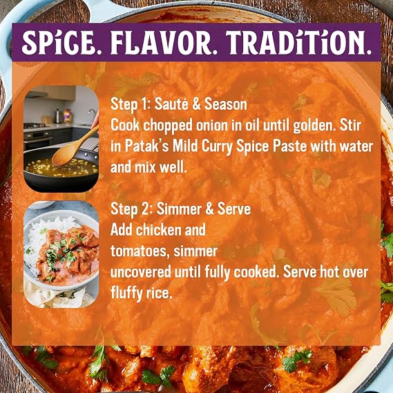 Pataks Mild Curry Spice Paste - Mild Indian Cooking Paste with Freshly Ground Spices - Ideal for Chicken, Vegetables, and One-Pot Meals - Warm Aromatic Curry Base - 10oz Jar (Pack of 1)