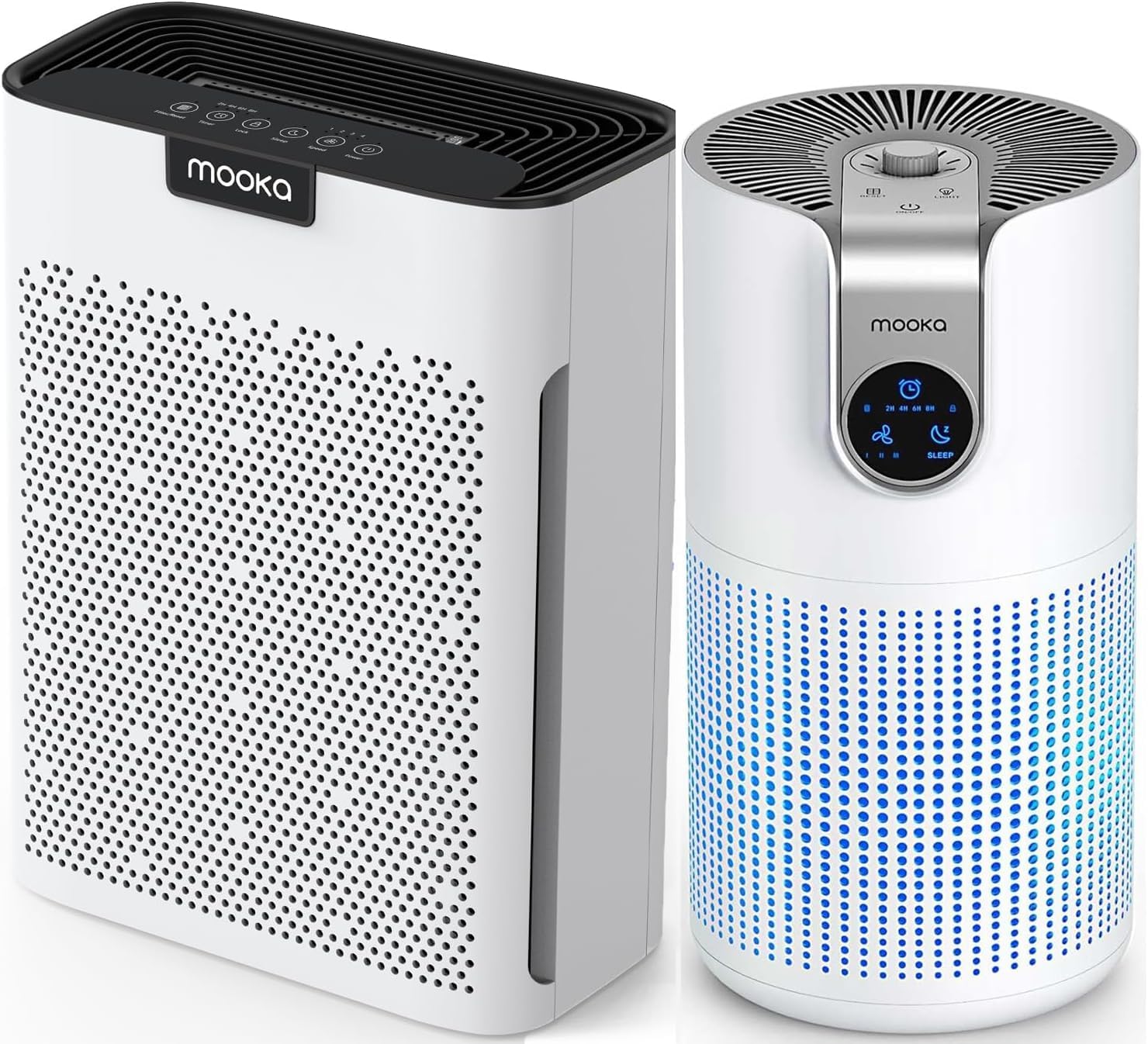 MOOKA 2 Packs Air Purifiers for Home Large Room 2000 Ft² M03 and KJ190L, Washable Filters, Fragrance Sponge
