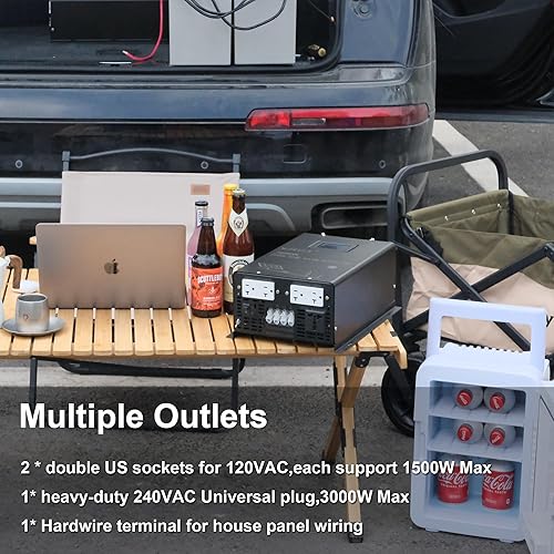 Miniatura 6 de WZRELB Inversor de onda sinusoidal pura de fase dividida de 3000 W, 24 V CC a 120 V 240 V CA, 4 salidas de CA, terminal de cableado de CA, alta